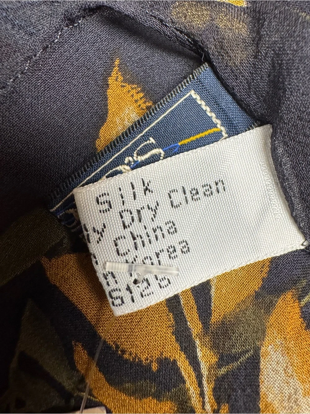 Harold's Vintage Silk Black Scarf with Mustard and Olive Leaf Print